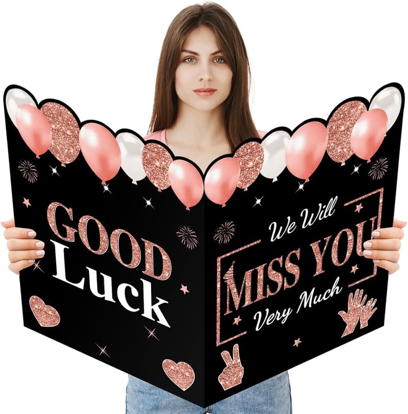 Farewell Retirement Card with Rose Gold Guest Signature Book
