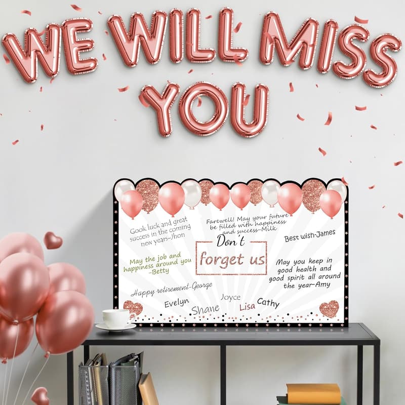 Farewell Retirement Card with Rose Gold Guest Signature Book