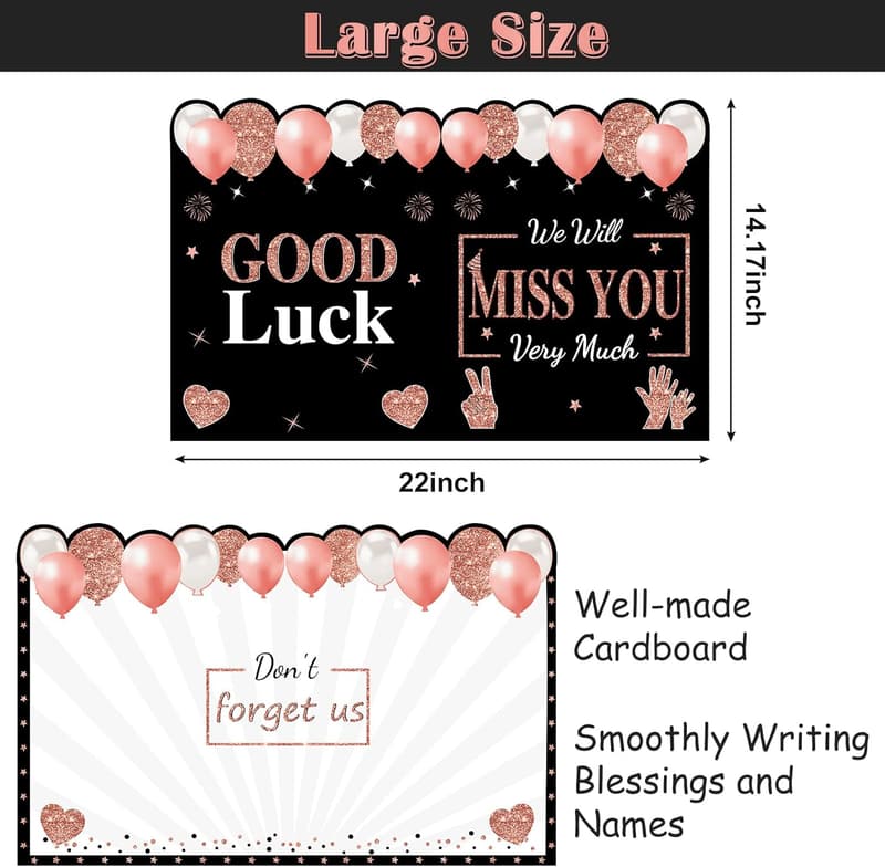Farewell Retirement Card with Rose Gold Guest Signature Book