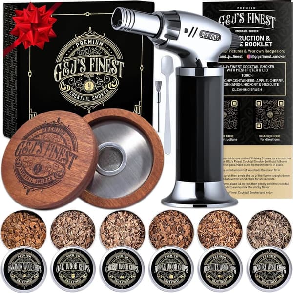 Cocktail Smoker Kit with Torch & Wood Chips for Whiskey Lovers