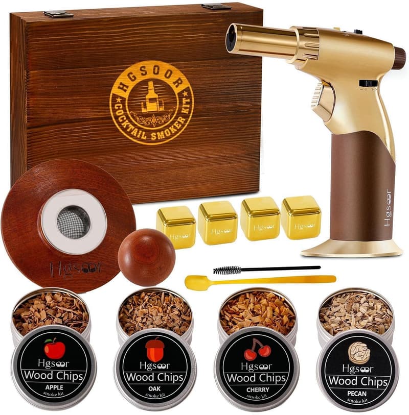 Old Fashioned Whiskey Smoker Kit with Torch & 4 Wood Chips