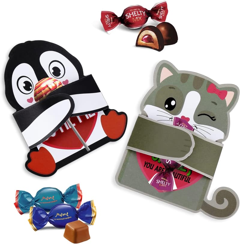 Valentine's Day Greeting Cards for Kids - 48 Cute Animal Designs