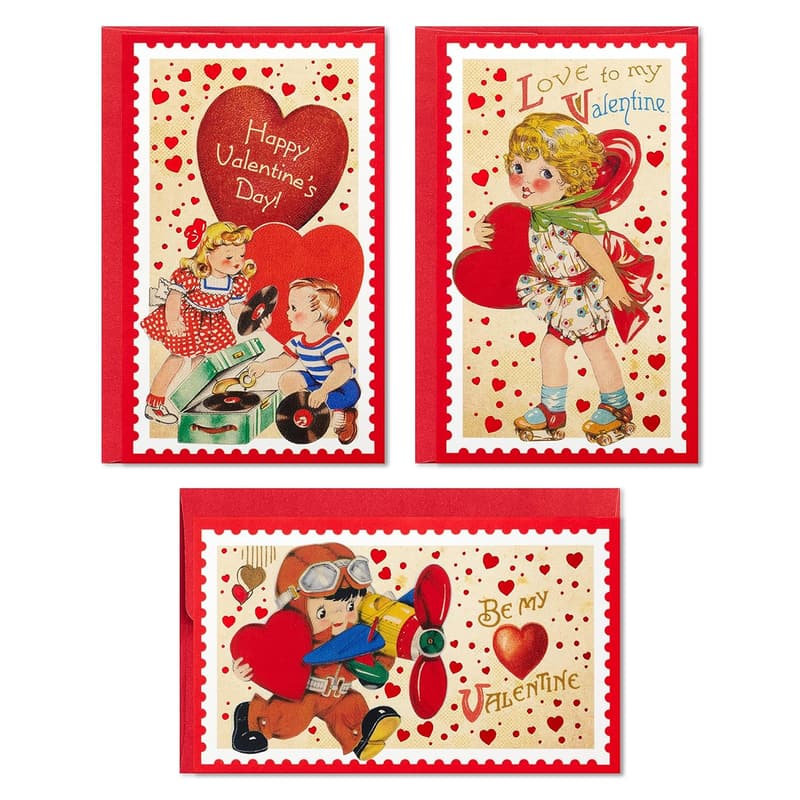 Valentine's Day Mini Card Assortment - 18 Vintage Designs