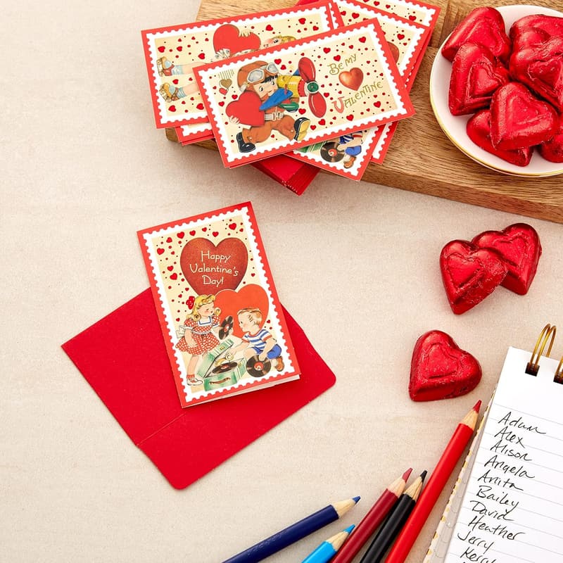 Valentine's Day Mini Card Assortment - 18 Vintage Designs