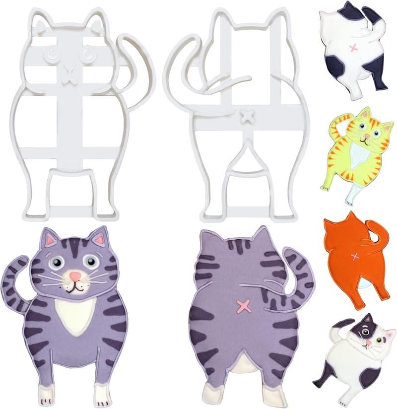 Chonky Kitty Cat Butt Cookie Cutter Set - 2 Pieces, 4