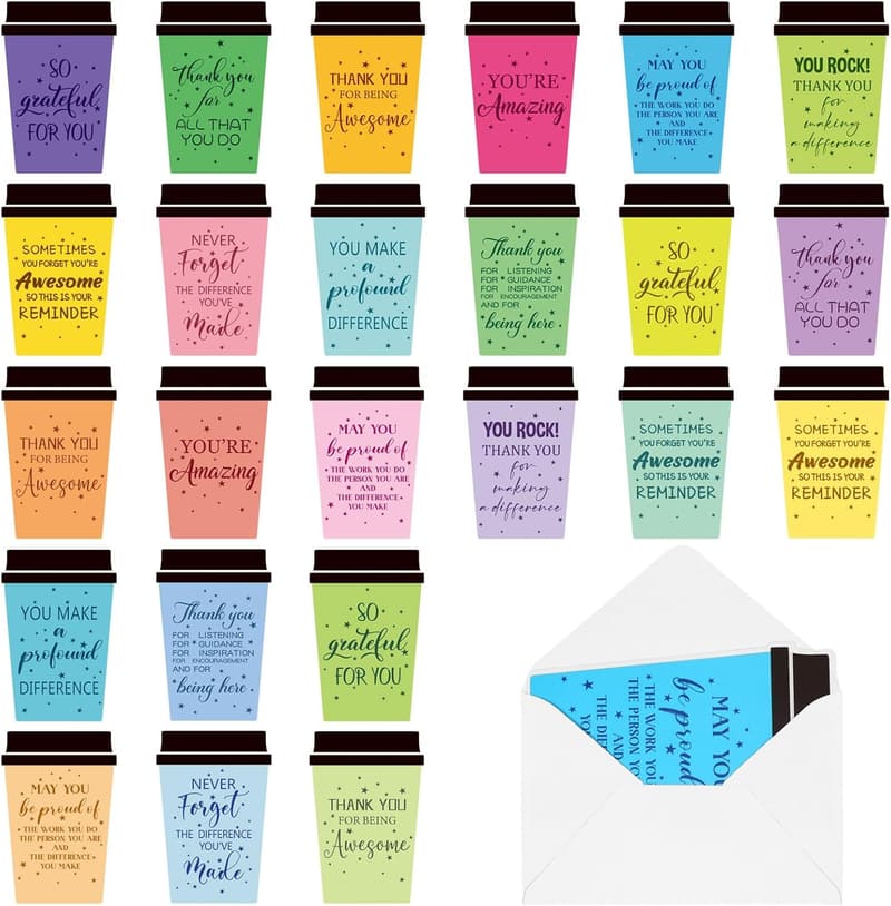 Teacher Appreciation Thank You Cards with Envelopes - 48 Pack