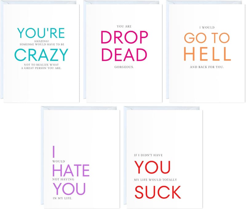 Valentine's Day Funny Card Set for Him - Pack of 10