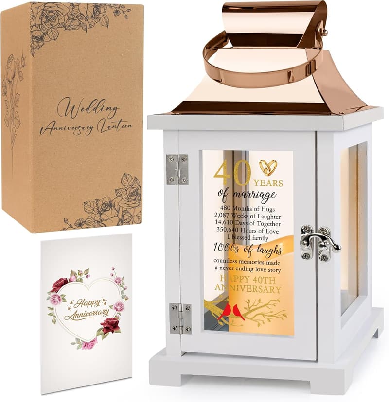 40th Anniversary Lantern for Couples - Wedding Gift Decor