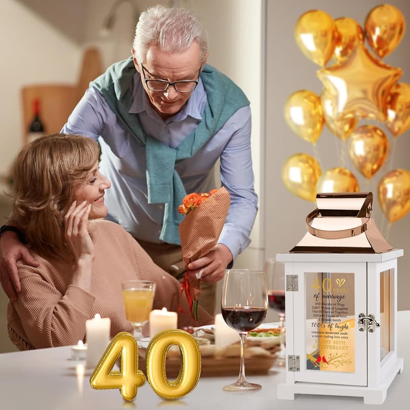 40th Anniversary Lantern for Couples - Wedding Gift Decor
