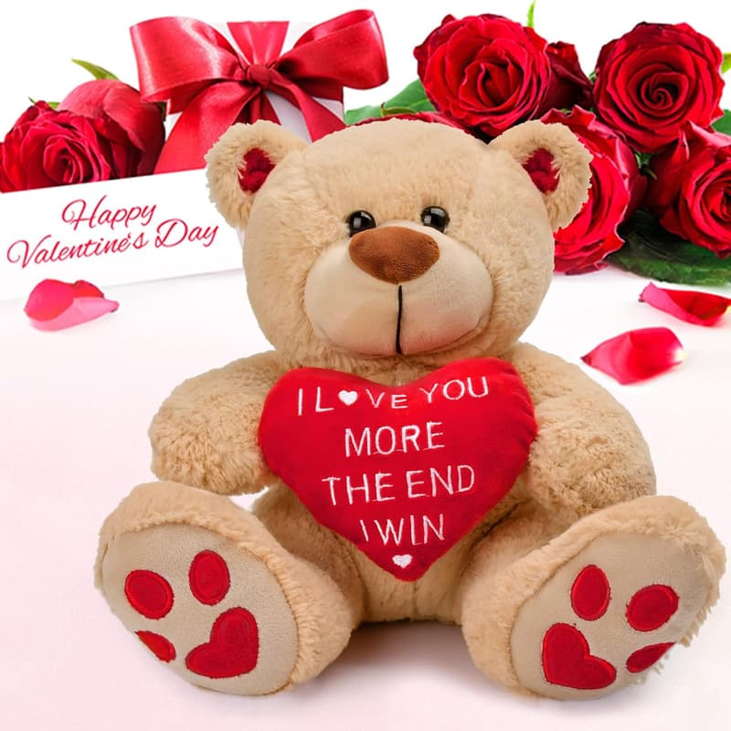 Valentine's Teddy Bear - 10 Inch Cute Plush Gift for Couples