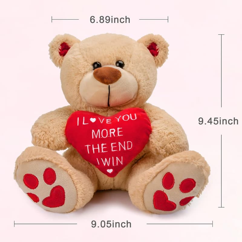 Valentine's Teddy Bear - 10 Inch Cute Plush Gift for Couples