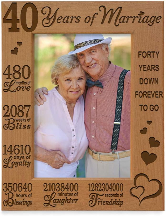 40th Anniversary Engraved Wood Picture Frame (4x6)