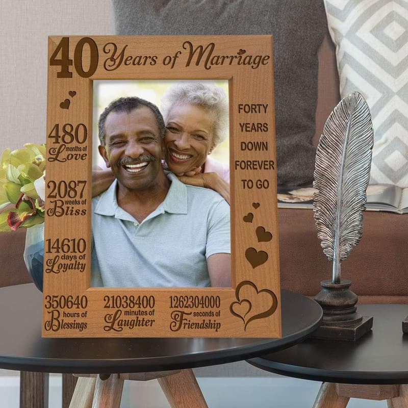 40th Anniversary Engraved Wood Picture Frame (4x6)