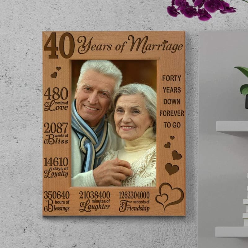 40th Anniversary Engraved Wood Picture Frame (4x6)