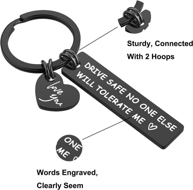 Valentine's Day Drive Safe Keychain for Him