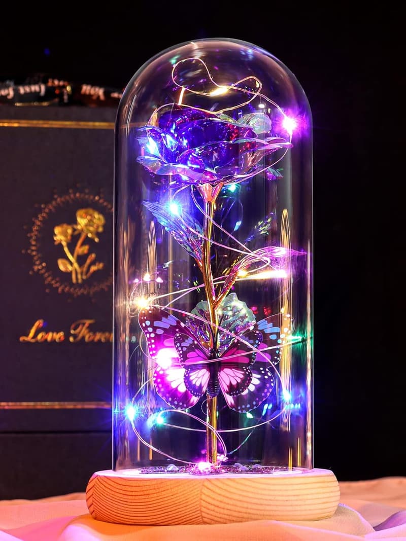 Purple Eternal Crystal Rose - Birthday Gift for Women