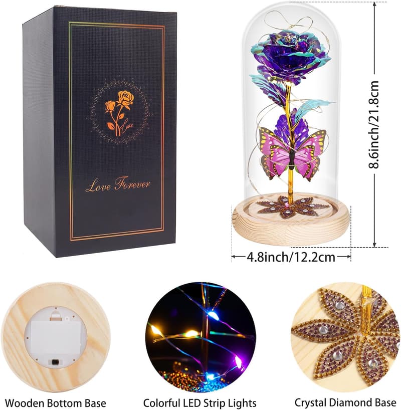 Purple Eternal Crystal Rose - Birthday Gift for Women