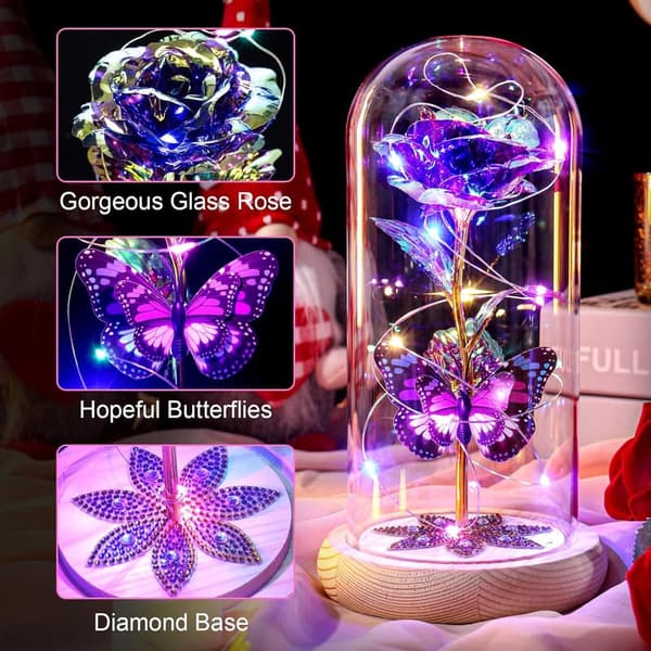 Purple Eternal Crystal Rose - Birthday Gift for Women