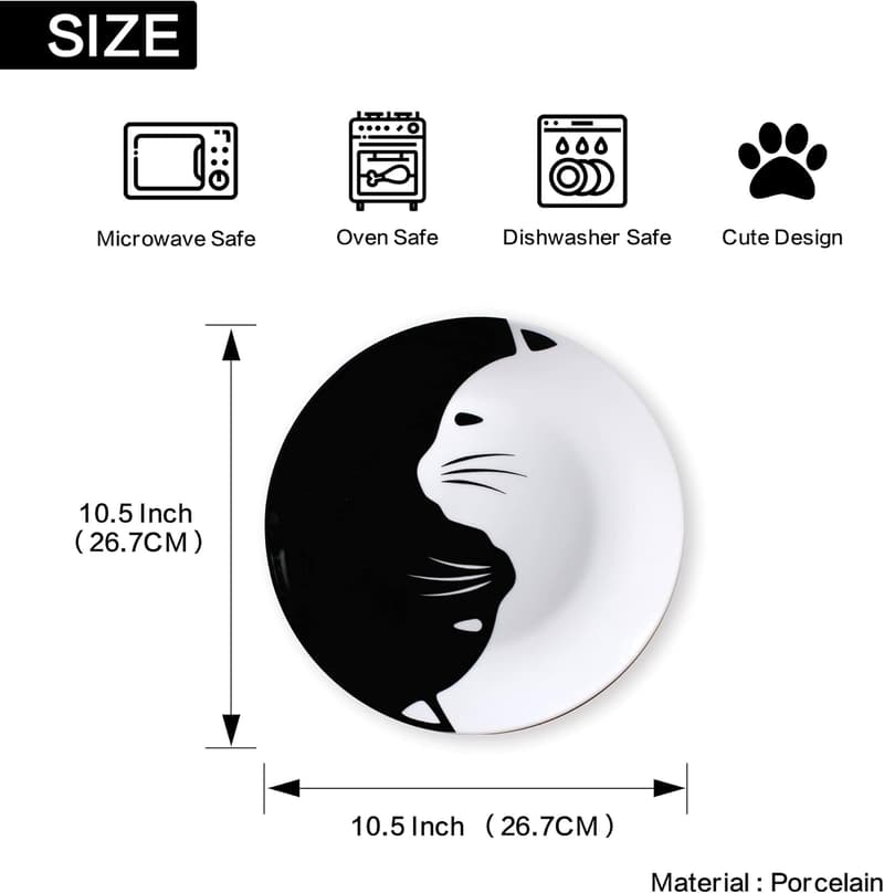 Cat Lover's Porcelain Dinner Plate Set - 10.5-Inch