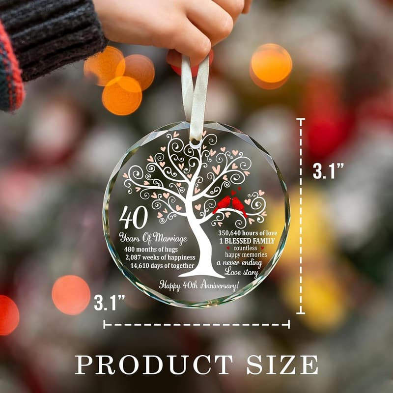 40th Anniversary Ruby Glass Ornament – Unique Keepsake Decoration