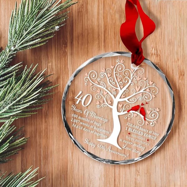 40th Anniversary Ruby Glass Ornament – Unique Keepsake Decoration