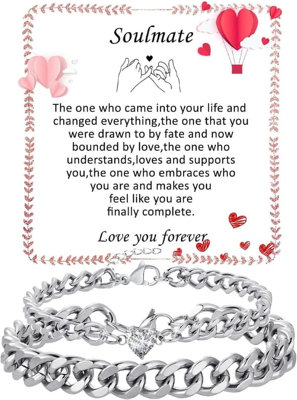 Couple's Adjustable Cuban Chain Bracelets for Valentine's Day