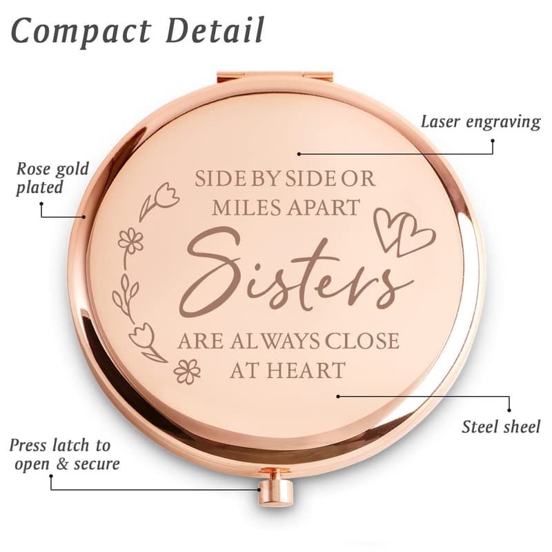 Personalized Compact Mirror - Sister Gift for Mother's Day