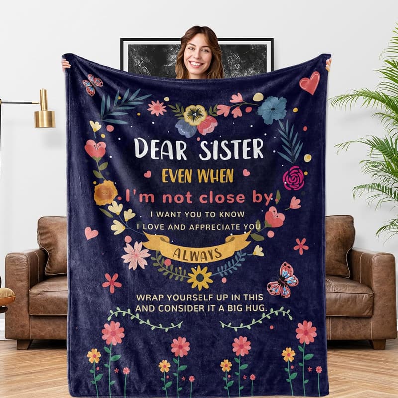 Birthday Throw Blanket - Gift for Sister, 60'' x 50''