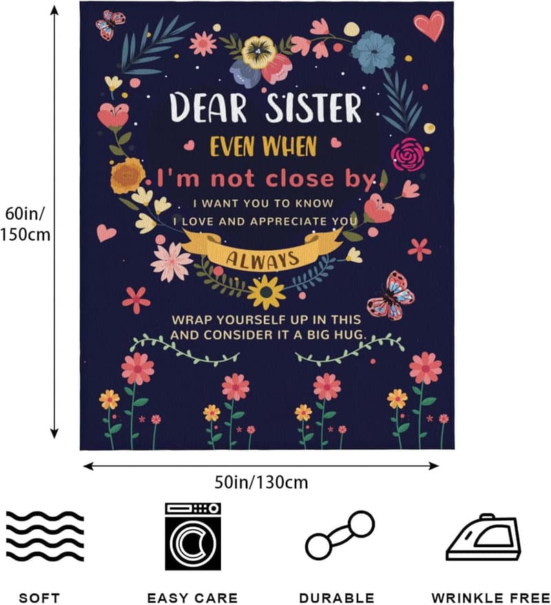 Birthday Throw Blanket - Gift for Sister, 60'' x 50''
