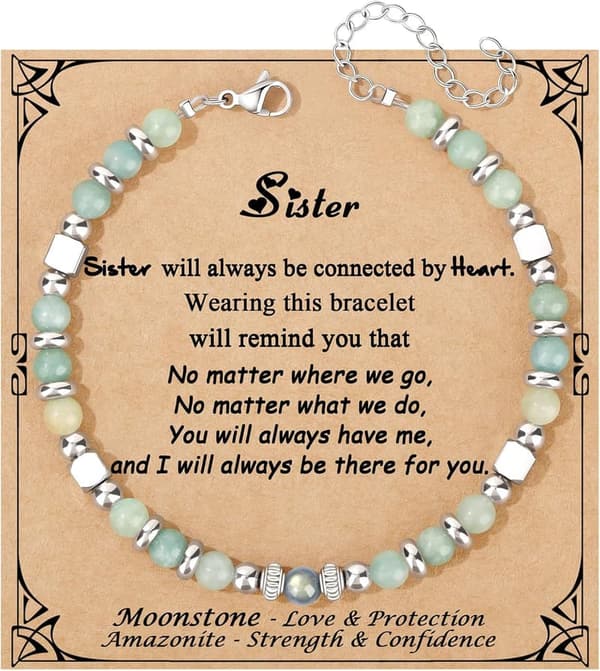 Moonstone Bracelet with Amazonite & Jasper Beads - Gift for Women