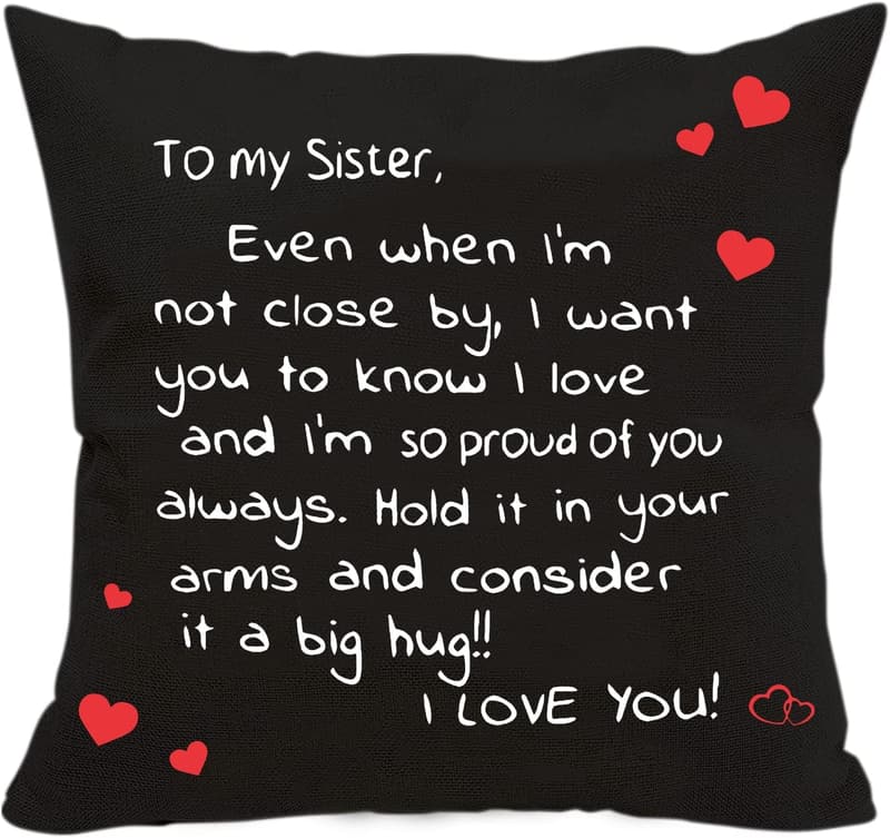 Sisters Pillow Cover - Love Reminder Gift, Cotton Linen 18