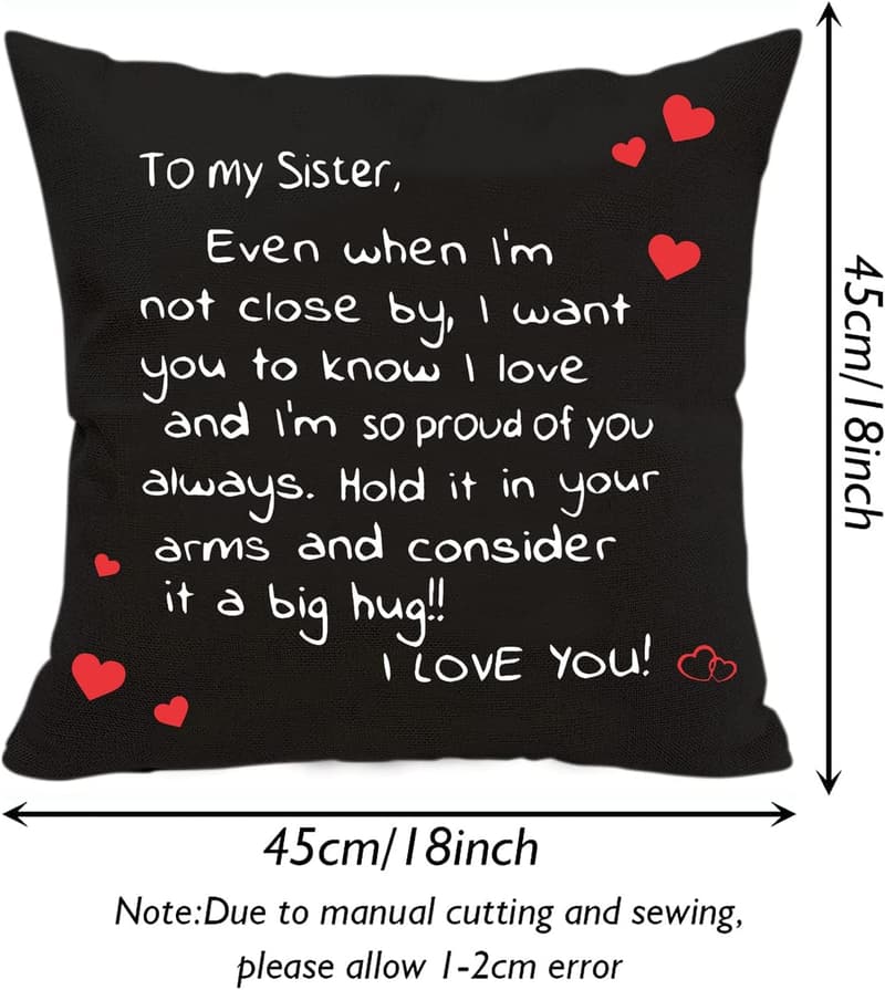 Sisters Pillow Cover - Love Reminder Gift, Cotton Linen 18