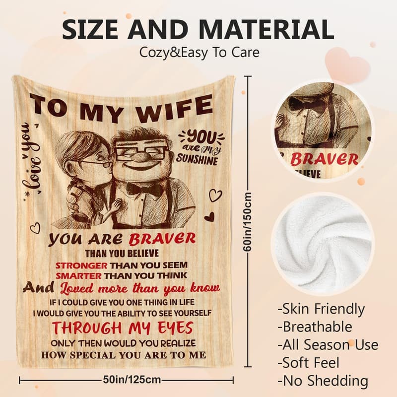 Mother's Day Throw Blanket for Wife - Romantic Gift 50