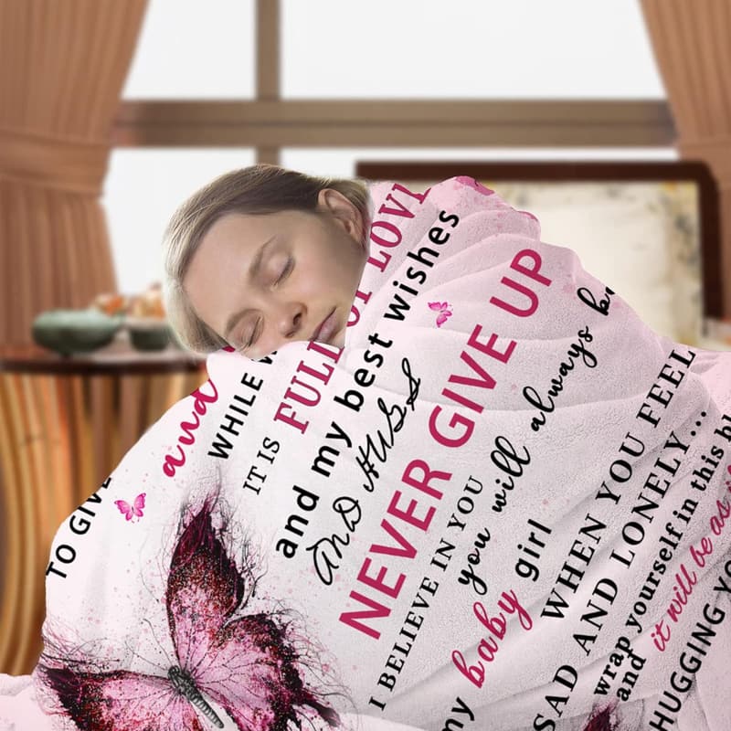 Daughter Birthday Blanket - Pink Butterfly Throw, 60