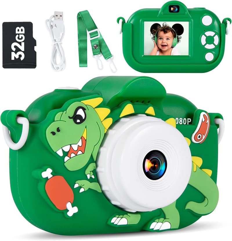 1080P Kids Digital Camera with 32GB SD Card - Birthday Gift