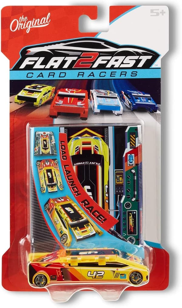 Pocket-Sized Yellow Racer Card Toy for Ages 5+
