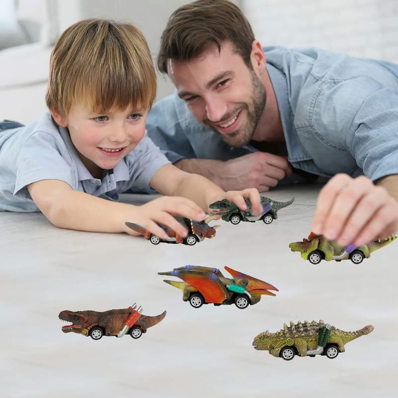 Pull Back Dinosaur Toy Cars Set for Kids Age 3+