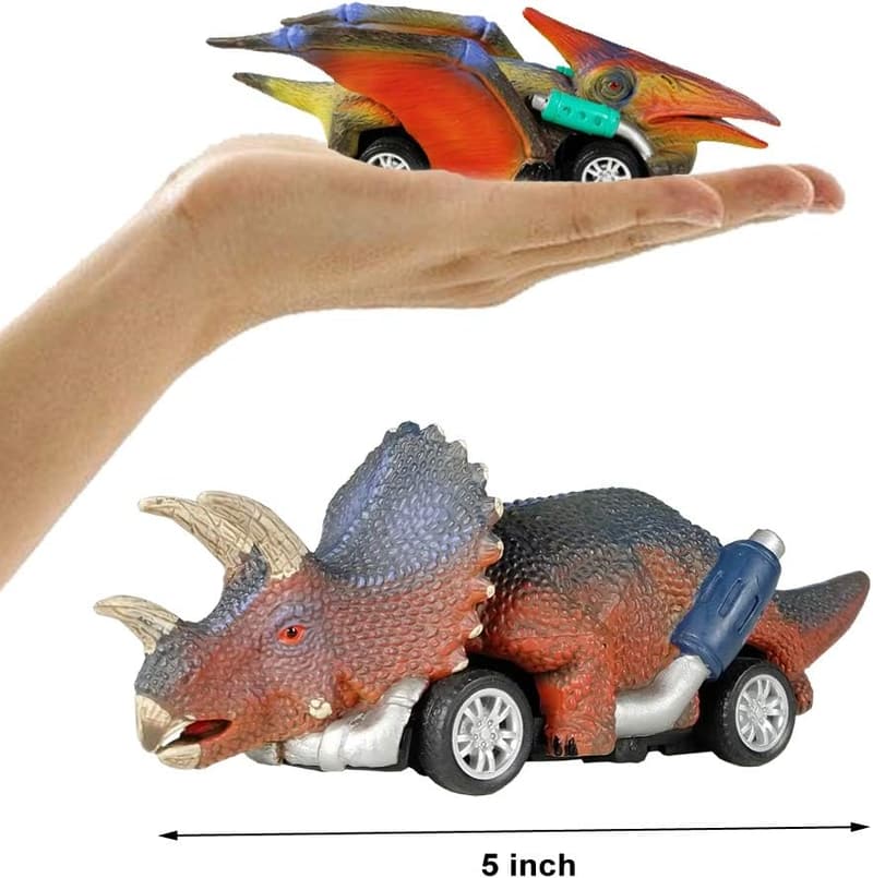 Pull Back Dinosaur Toy Cars Set for Kids Age 3+
