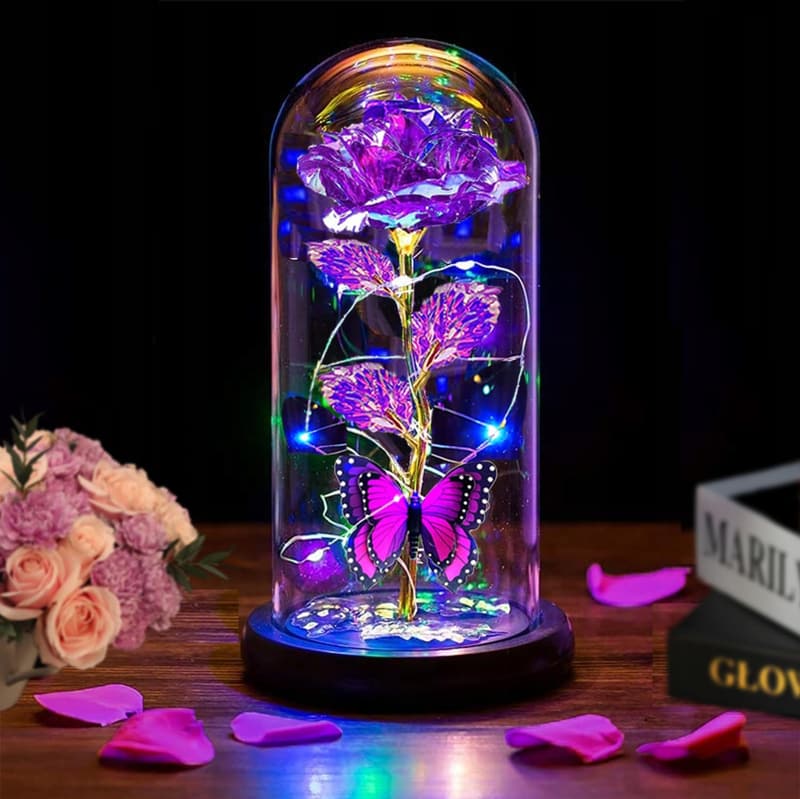 Mother's Day Lighted Rose in Glass Dome - Gifts for Mom