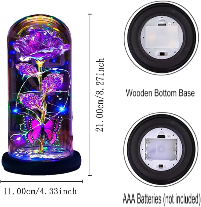 Mother's Day Lighted Rose in Glass Dome - Gifts for Mom