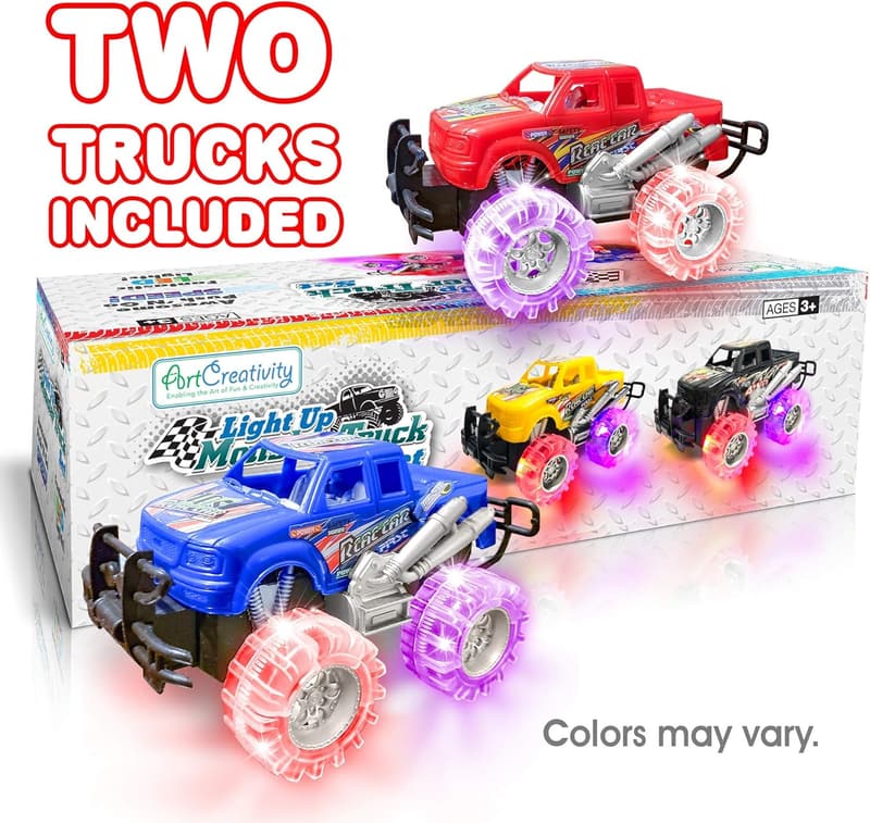 Light Up Monster Trucks Set for Kids 3-6 Years Old