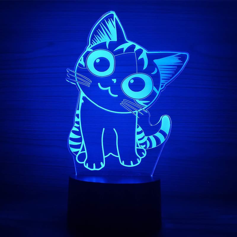 3D Cat LED Night Light – Touch Control, Color Changing