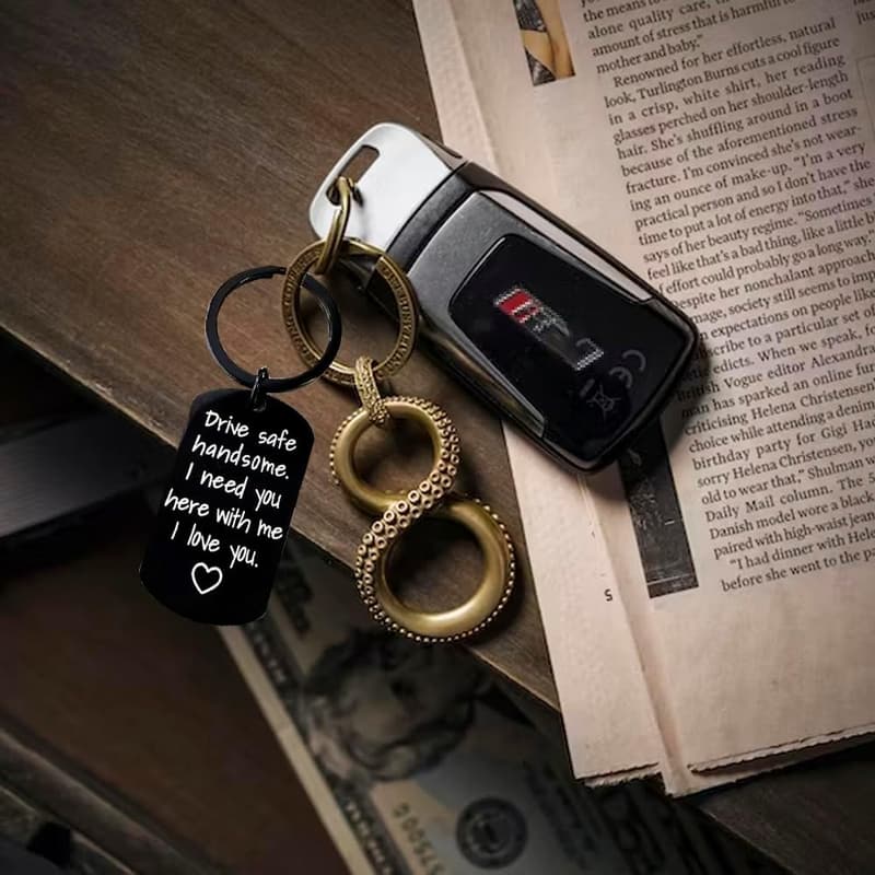 Valentine's Day Personalized Drive Safe Keychain for Him
