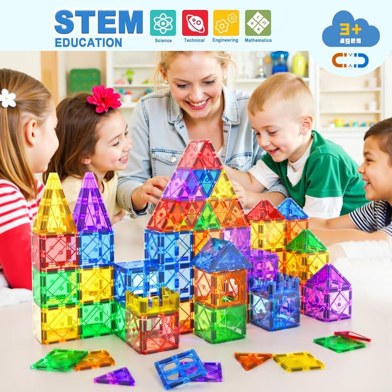 52PCS Magnetic Building Blocks for Kids - STEM Montessori Toys