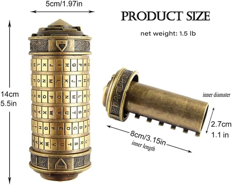 Valentine's Gift: Da Vinci Code Mini Cryptex Lock Box (Bronze)