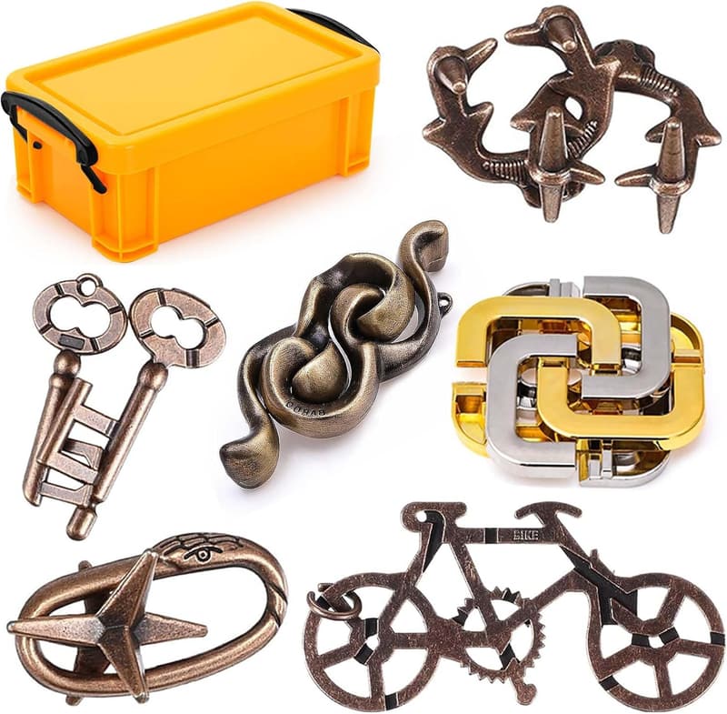 6 PCS Metal Brain Teaser Puzzles for Adults and Teens