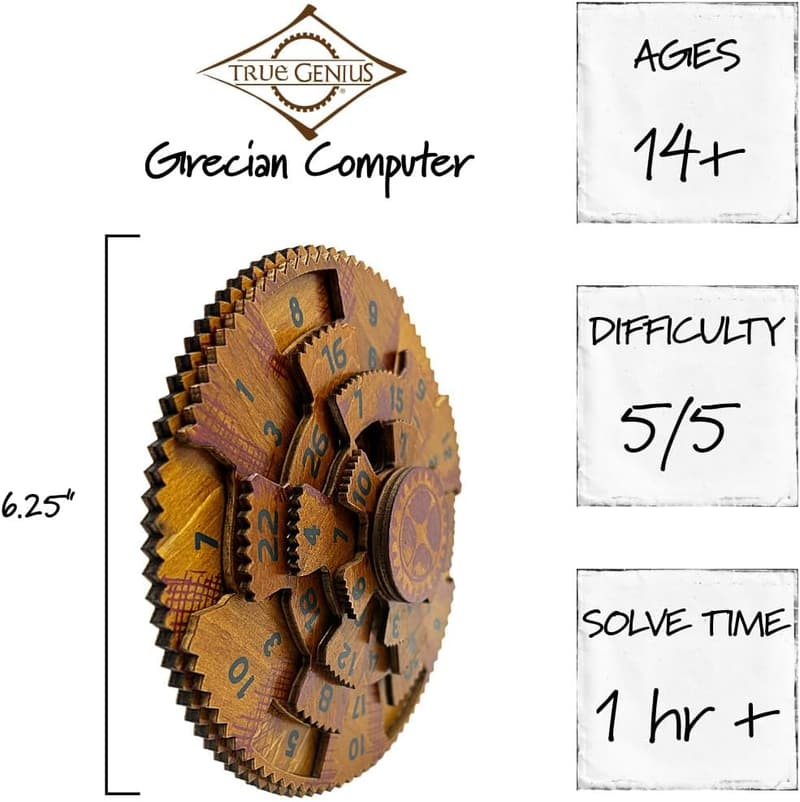 Grecian Mechanical Math Puzzle - Wooden Brainteaser Gift