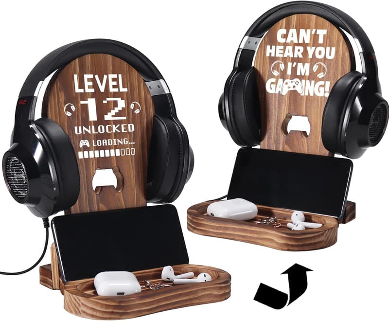 12th Birthday Gamer Wooden Headset Stand for Boys