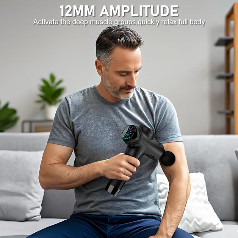 Father's Day - Handheld Electric Deep Tissue Massage Gun, 10 Speeds, 8 Heads