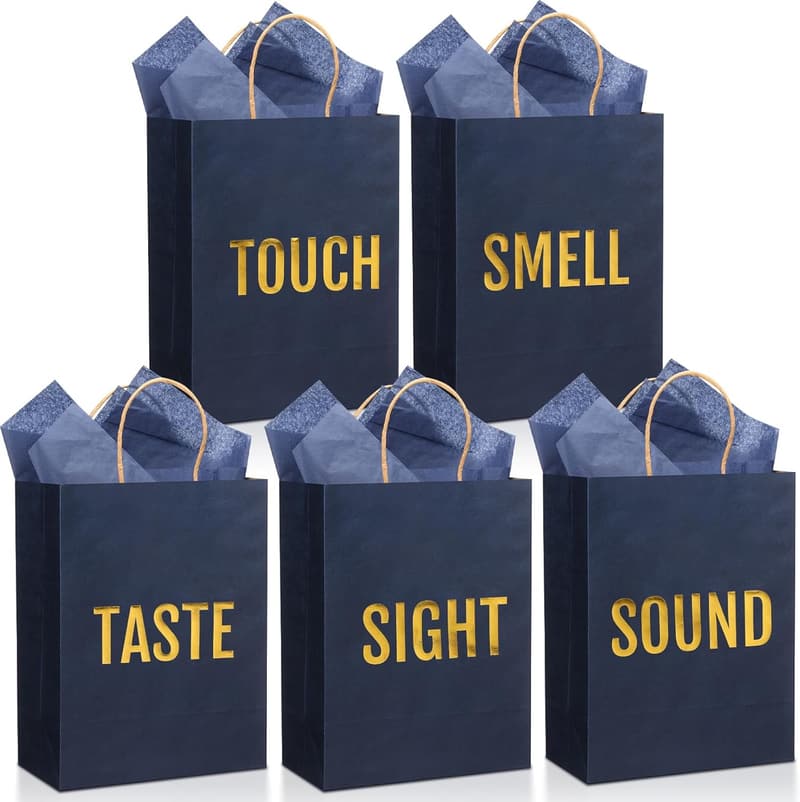 Valentine's Day 5 Senses Gift Bag Set with Tissue Paper - Dark Blue